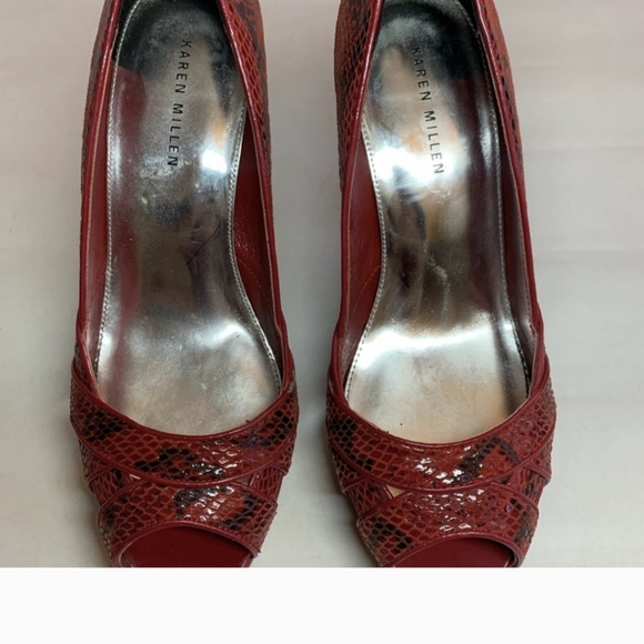Karen Millen Red High Heel Peep Toe, Size 38 - Picture 2 of 9